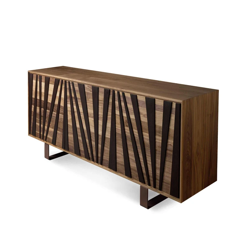 Walnut Wood Sideboard MATERIA Ventaglio Doors by Dale Italia