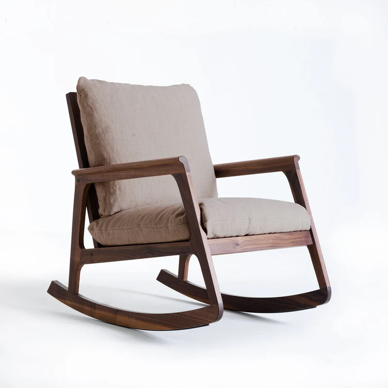 Walnut Wood Rocking Armchair MOMENTO by Dale Italia