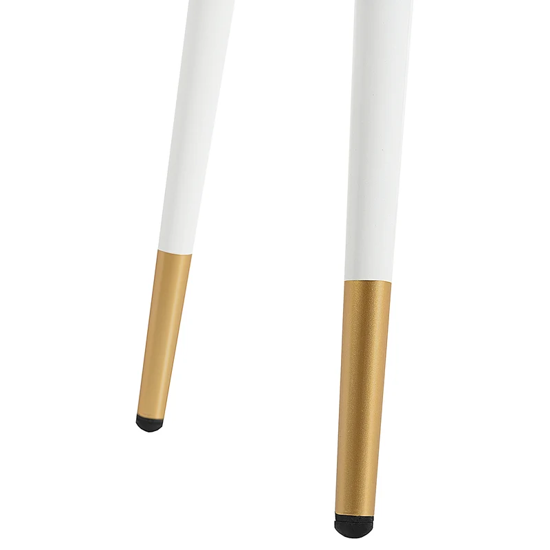 Coiffeuse ou bureau blanc au design moderne avec 2 tiroirs spacieux et pieds en métal doré, 100x40x76 cm.