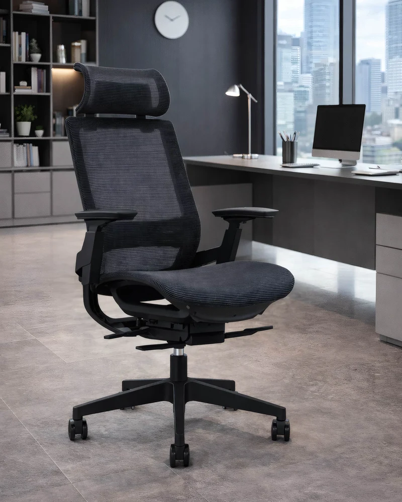 Fauteuil Bureau Ergo Lacerta Synchrone+Têtière