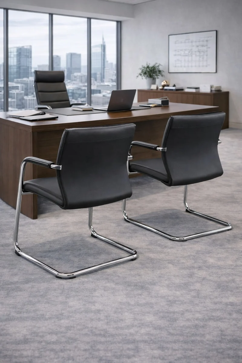 Lot de 2 fauteuils visiteur Pyxis - simili-cuir noir