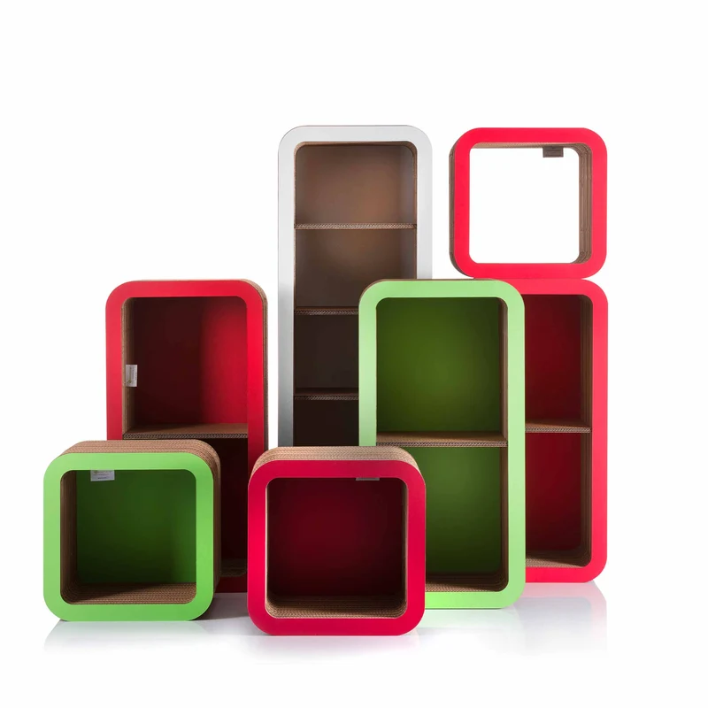 Modular Cardboard Bookcase MORETTO 135 Closed Back by Giorgio Caporaso for Lessmore