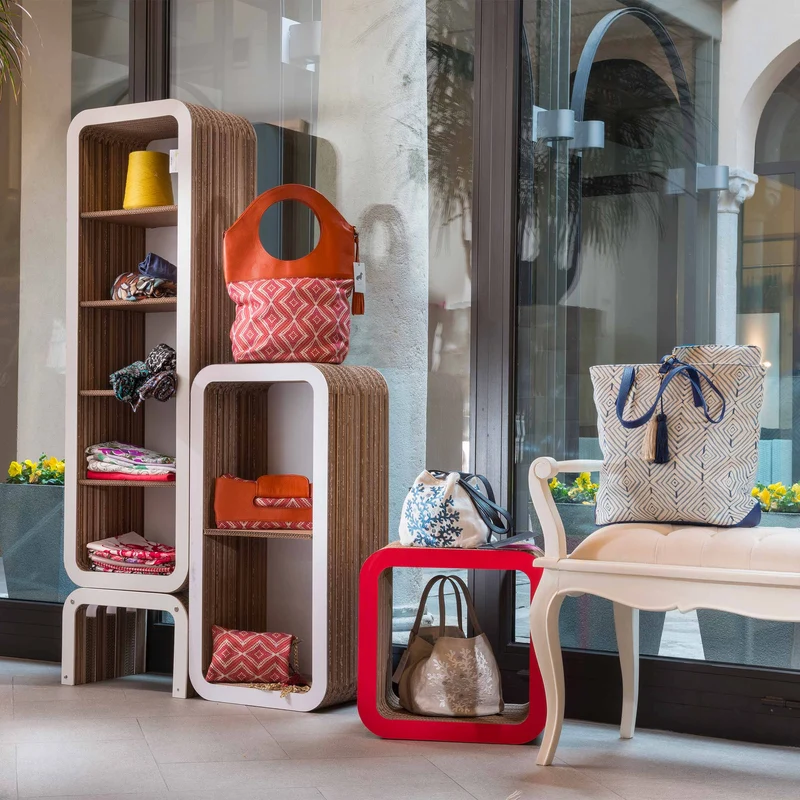 Modular Cardboard Bookcase MORETTO 90 Closed Back by giorgio Caporaso for Lessmore