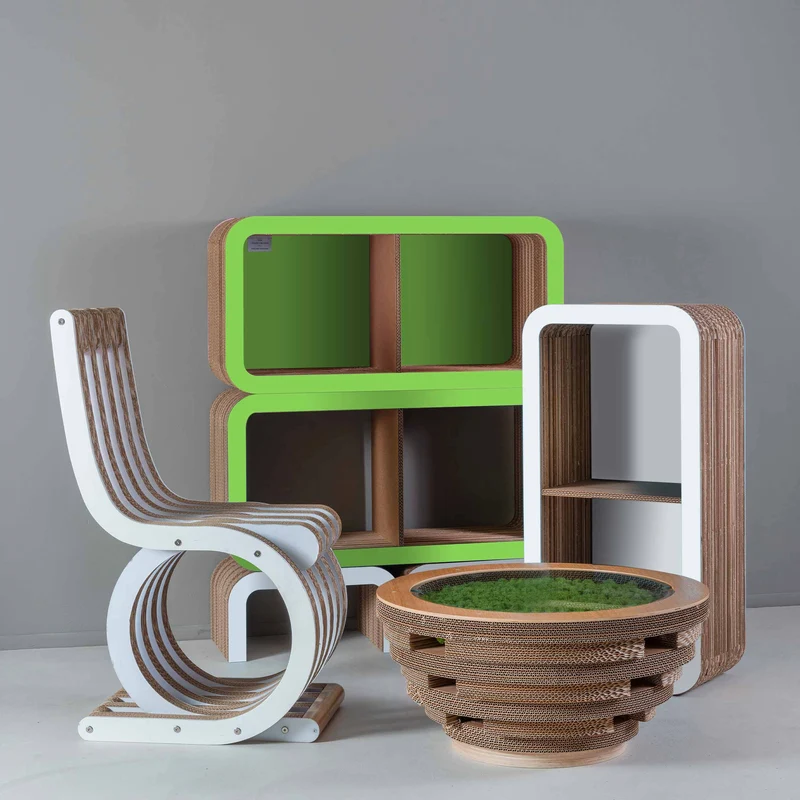 Modular Cardboard Shelf MORETTO 45 Set of Two Closed Back by Lessmore