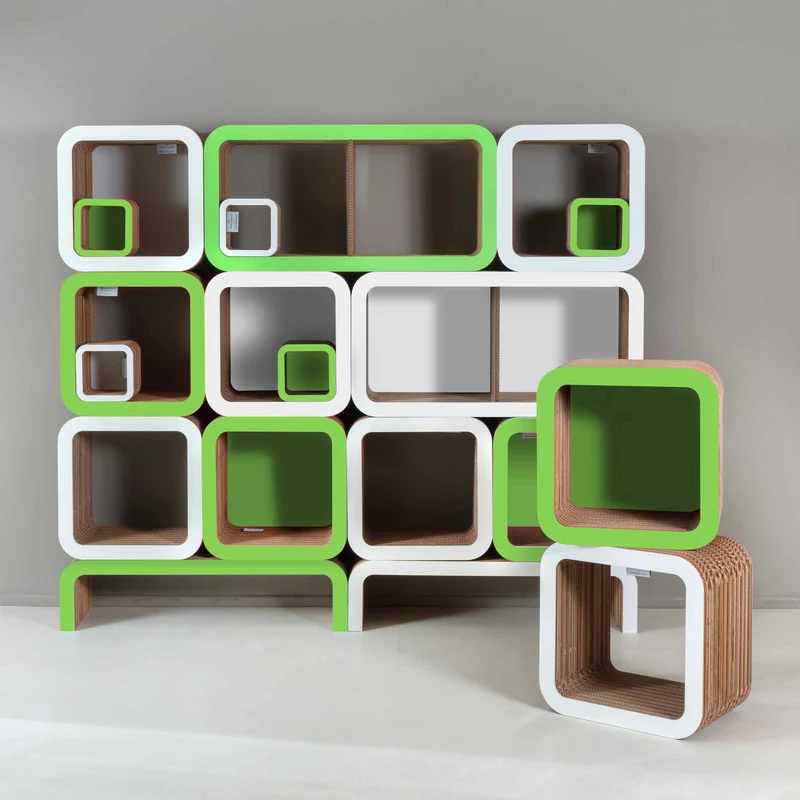 Modular Cardboard Shelf MORETTO 45 Set of Two Closed Back by Lessmore