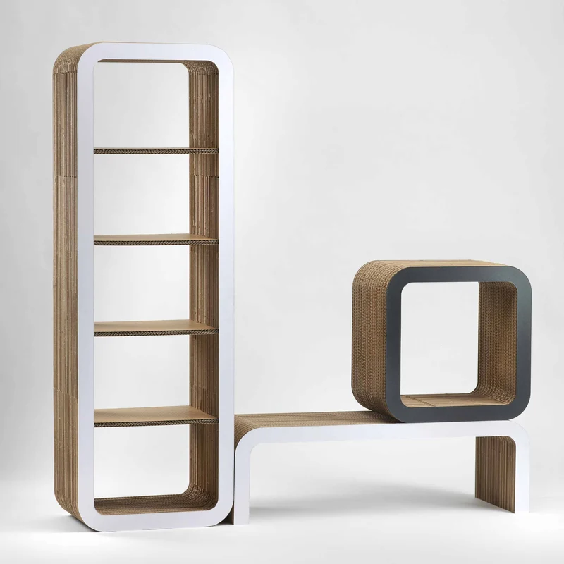 Modular Cardboard Shelf MORETTO Set of Two 45 Open Back by Lessmore