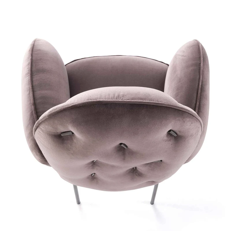 Upholstered Velvet Chair with Armrests TTEMIC by Matteo Cibic