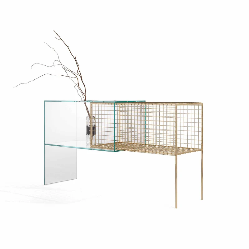 Glass and Metal Console DEBEAM by Debonademeo