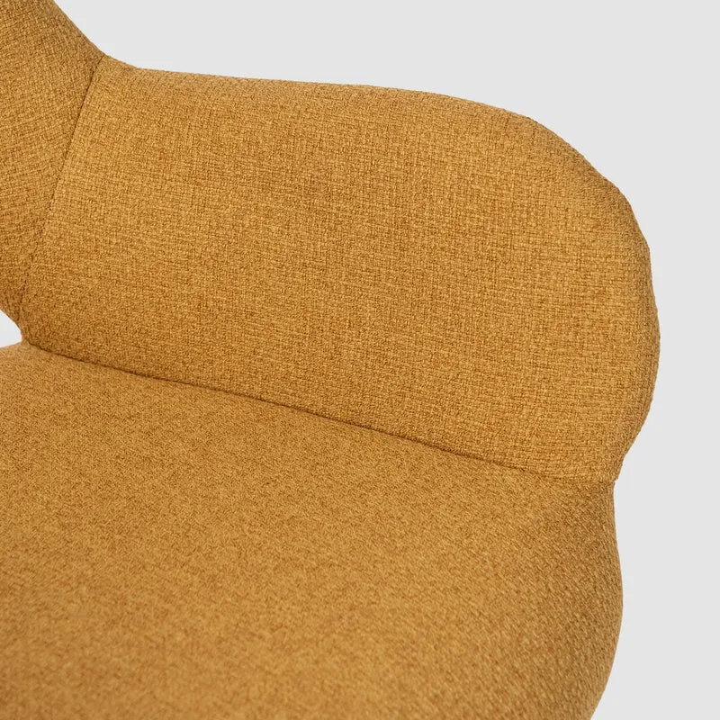 Lot de 6 chaises de salle à manger contemporaines en tissu jaune, pieds en métal noir - BETH FABRIC YELLOW 6PCS