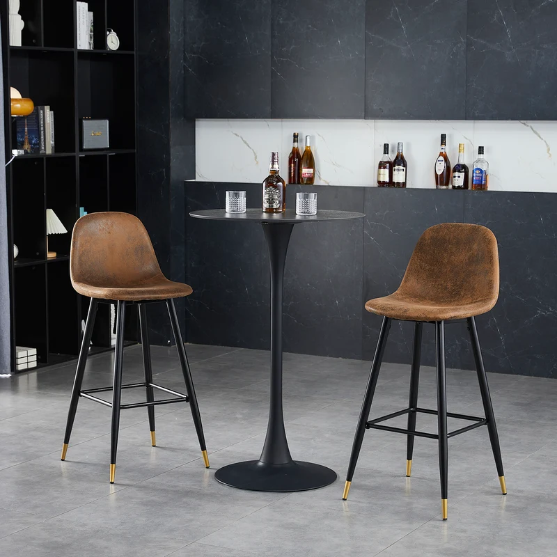 Lot de 6 tabourets de bar industriels avec dossier en suédine - CHARLTON BAR