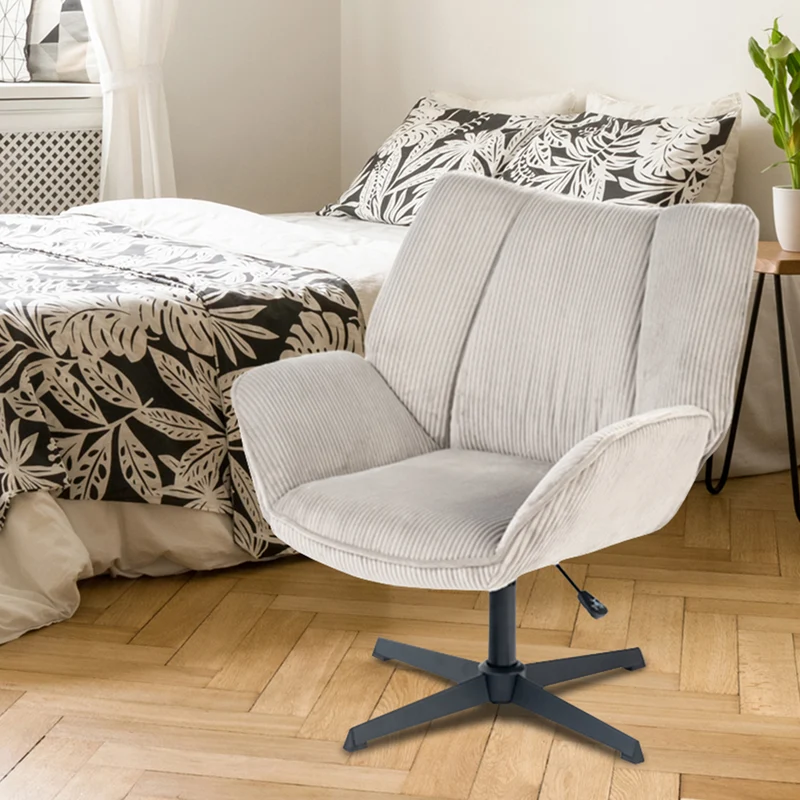 Fauteuil de loisirs réglable pivotant avec accoudoirs en velours côtelé gris - DUROTHIL