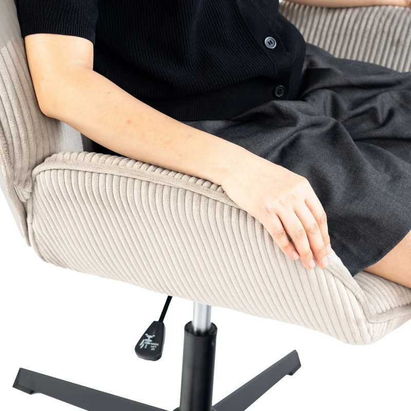 Fauteuil de loisirs réglable pivotant avec accoudoirs en velours côtelé gris - DUROTHIL