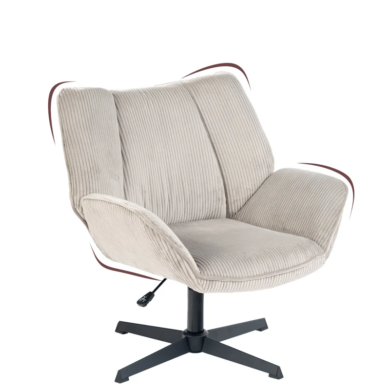 Fauteuil de loisirs réglable pivotant avec accoudoirs en velours côtelé gris - DUROTHIL