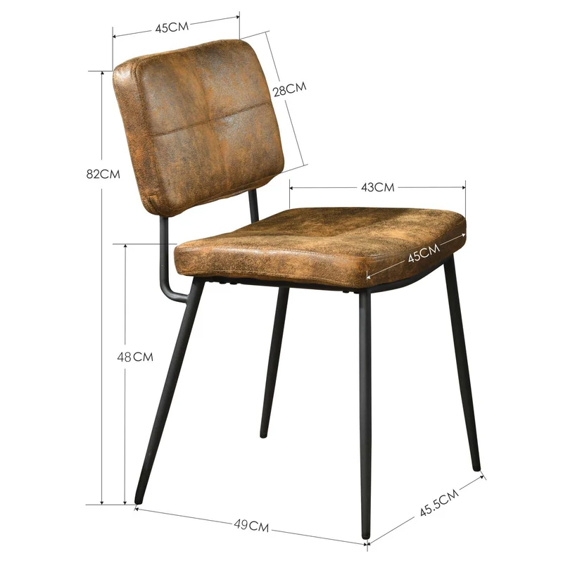 Lot de 4 chaises de salle à manger industrielles en suédine - KAROMI