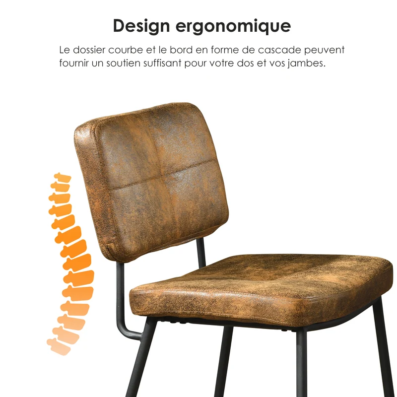 Lot de 4 chaises de salle à manger industrielles en suédine - KAROMI