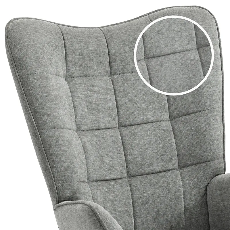 Fauteuil scandinave avec accoudoirs en tissu gris à surpiqûres - FUNKEL