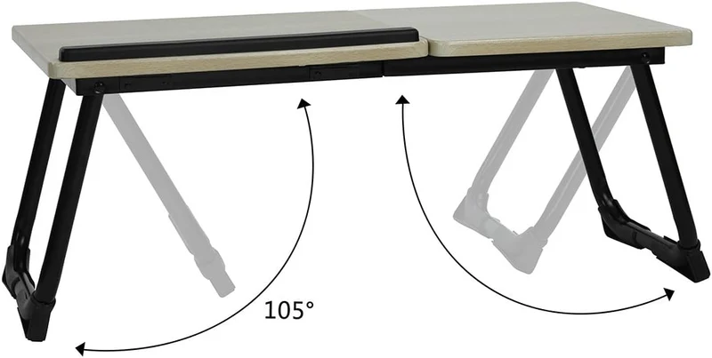 Table de lit/Support ordinateur pc pliable en bois et métal noir - MAMIE