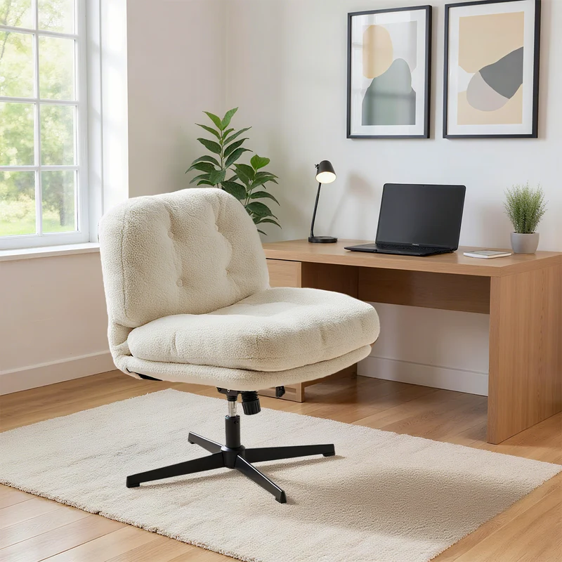 Fauteuil lounge pivotant et réglable en velours côtelé blanc - ALINTONEX