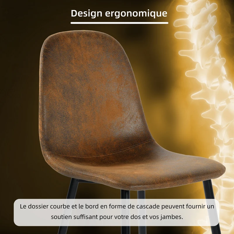 Lot de 4 chaises de salle à manger industrielles en suédine - CHARLTON