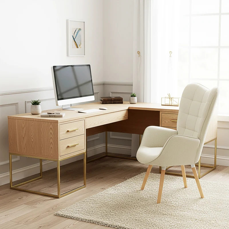 Fauteuil scandinave avec accoudoirs en tissu beige à surpiqûres - FUNKEL