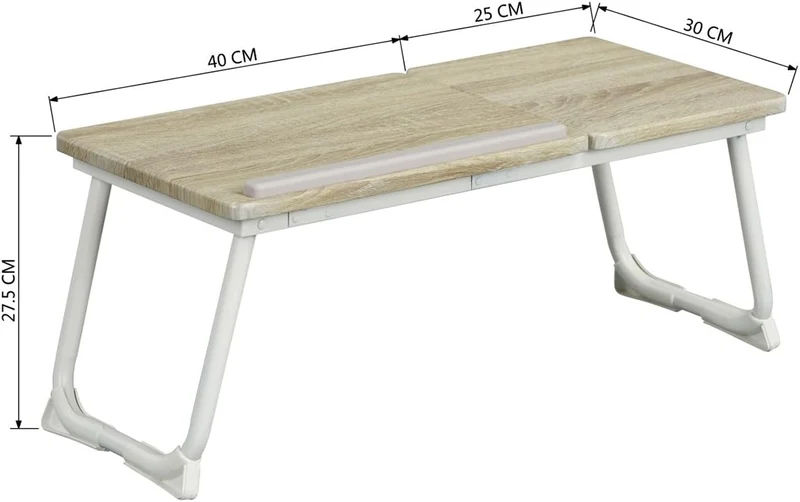 Table de lit/Support ordinateur pc pliable en bois et métal blanc - MAMIE