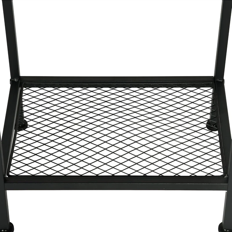 Table d'appoint/Bout de canapé design industriel en chêne et métal noir avec double plateau et ports USB intégrés - OAKHAM