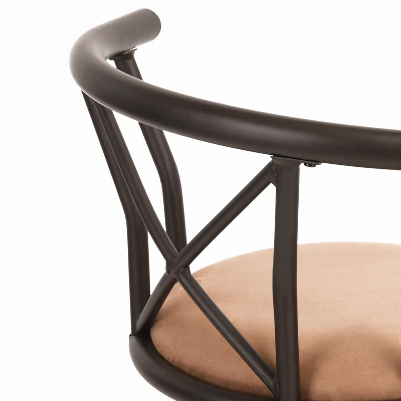 Lot de 6 tabourets de bar industriels pivotants avec dossier en tissu marron - HAILEY 24