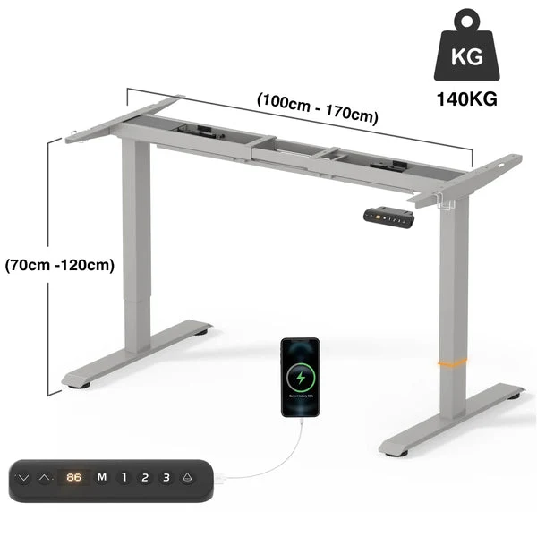 Furniwell Dual Ultra Pied de table réglable en hauteur