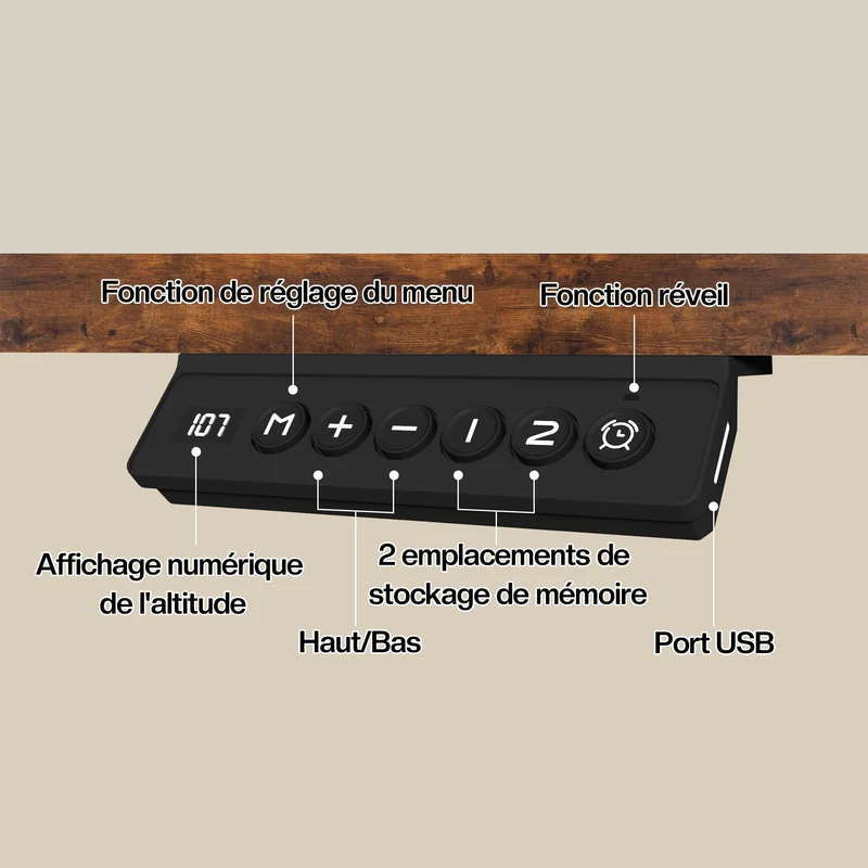Bureau d'angle réglable en hauteur électriquement