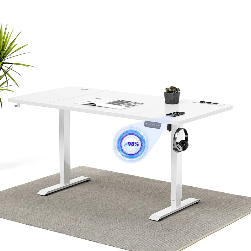 Bureau assis debout électrique avec multiprise et chargement sans fil