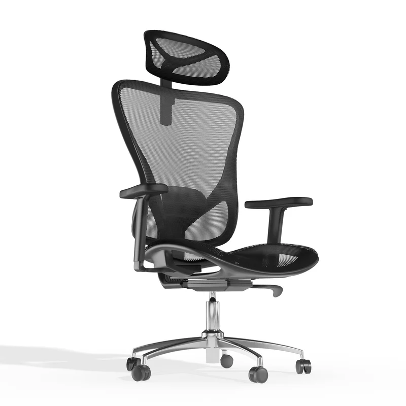 Chaise de bureau ergonomique avec appuie-tête et accoudoirs réglables