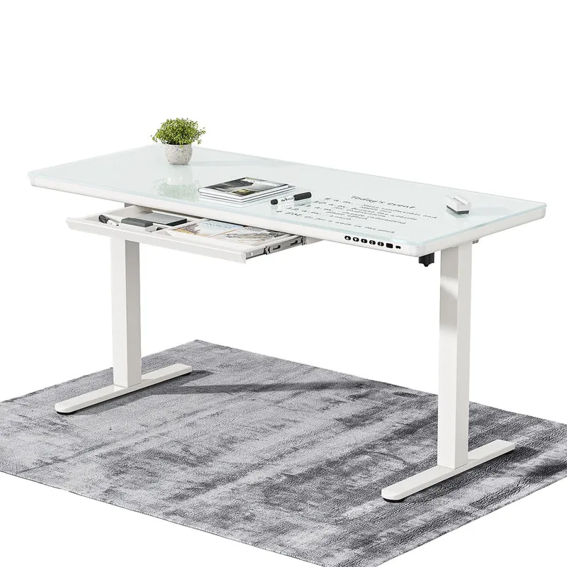 G2 Bureau ergonomique assis debout avec plateau en verre d'une seule pièce