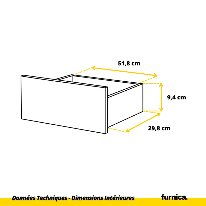 GABRIEL - Commode 8 Tiroirs - Buffet de Chevet - H92 cm L120 cm P33 cm (Blanc / Noir Brillant)