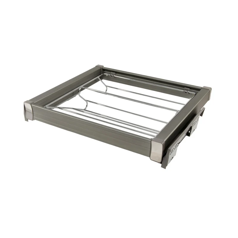 Étagère à chaussures coulissante 60 cm Soft-Close - Chrome/Aluminium - Gris