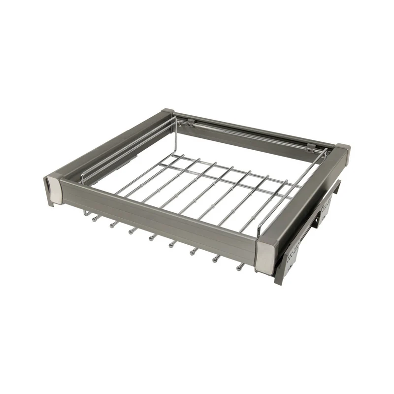 Porte-pantalons coulissant 2 pour caisson de 70 cm Soft-Close - Gris