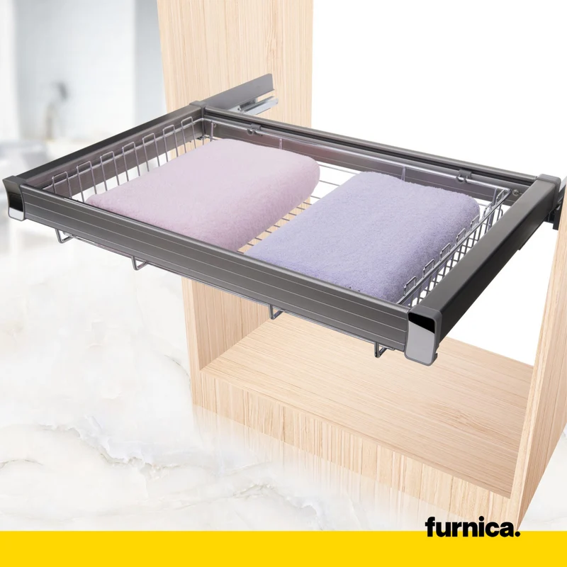 Panier de rangement coulissant pour caisson de 60 cm Soft-Close - Chrome