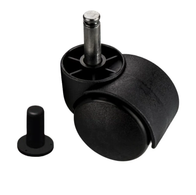 Roulette pivotante pour meuble en plastique avec tige 8mm et douille - Ø50mm