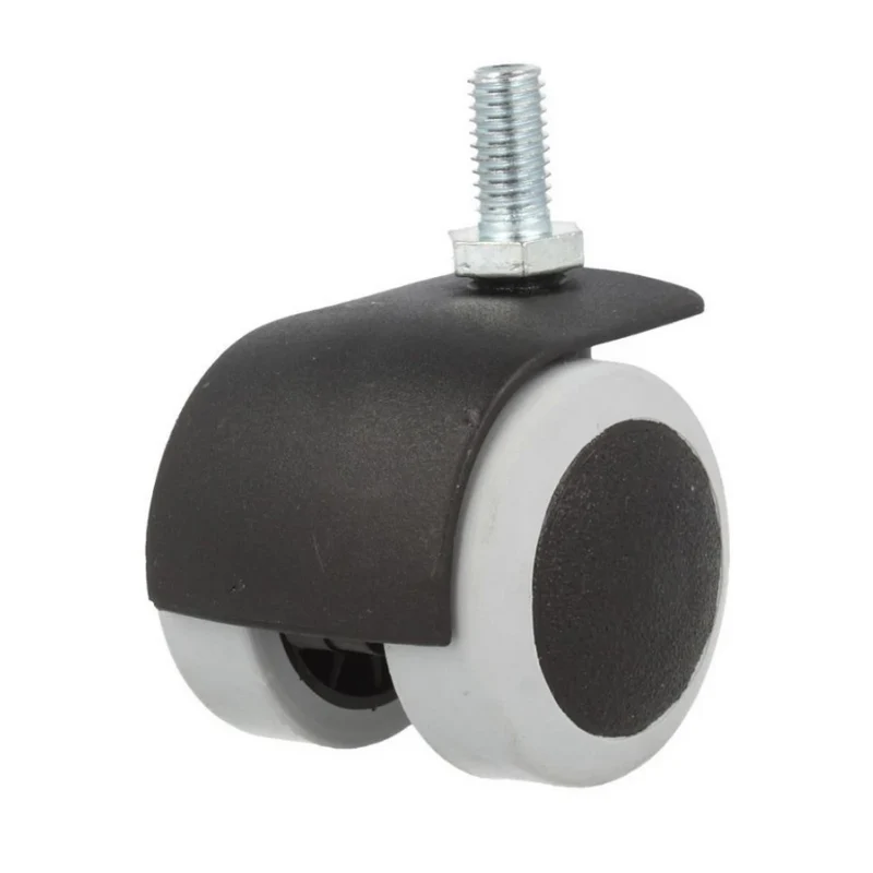 Roulette pivotante en caoutchouc pour meuble avec tige filetée M8 - Ø50mm