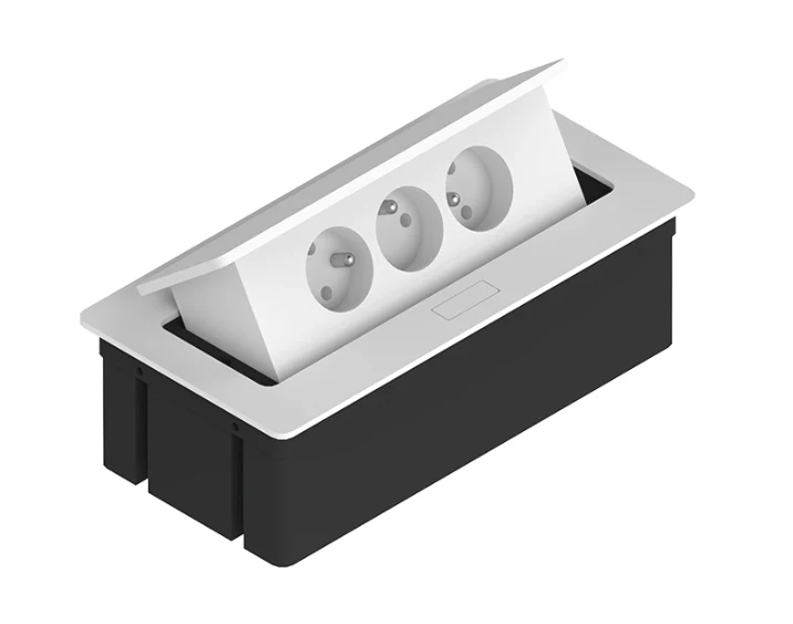 Bloc multiprise encastrable rectangulaire Kwadro pour bureau