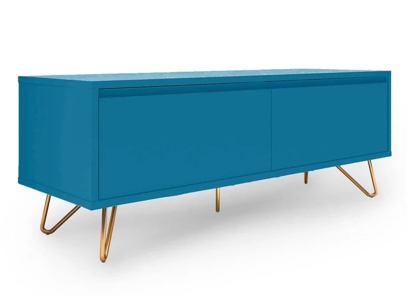 Meuble TV XXL 1 tiroir 1 porte bleu canard DARINA