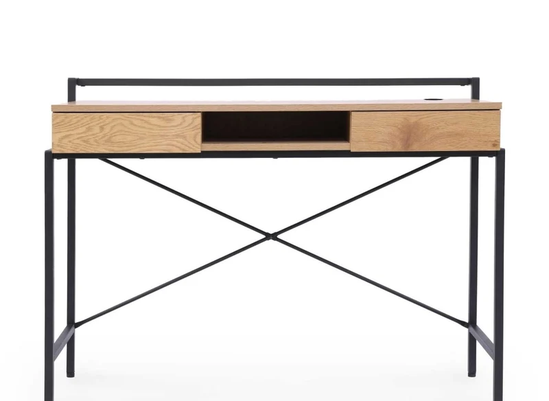 Bureau compact design industriel en bois et métal EDMOND