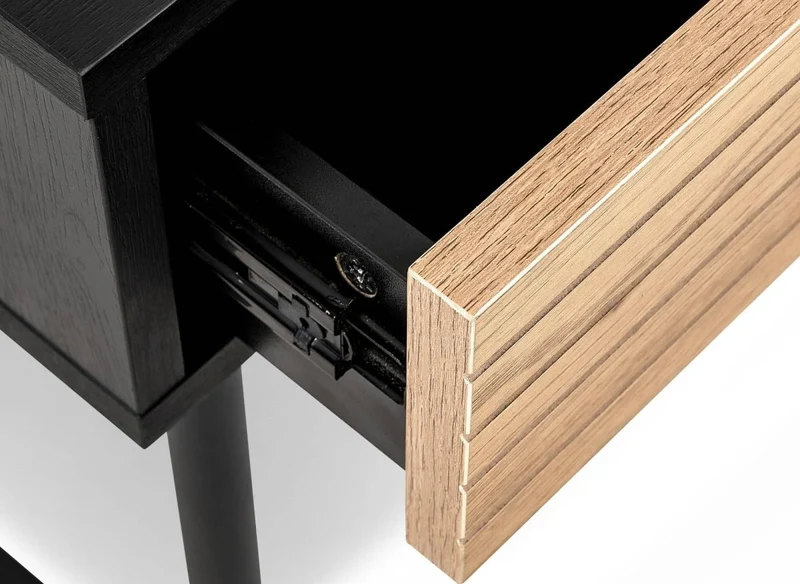 Bureau 2 tiroirs en bois et métal noir DARYL