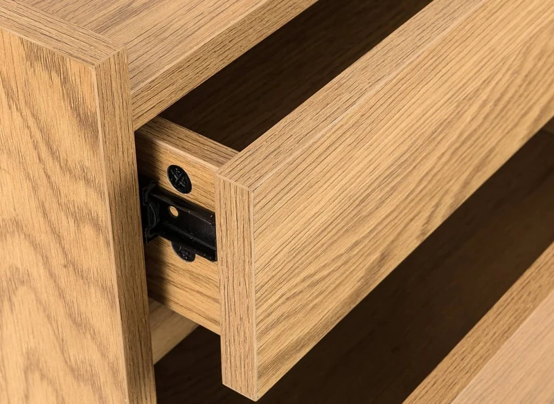 Commode 5 tiroirs en bois couleur chêne SACHA