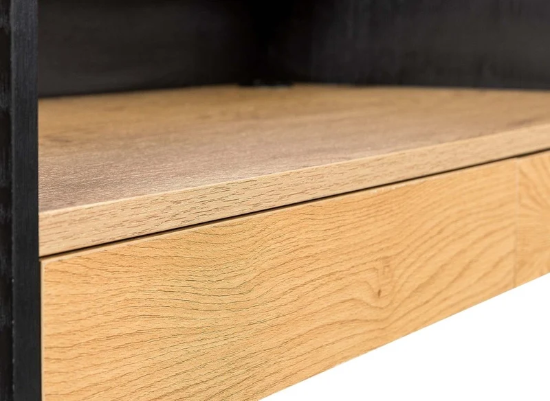 Bureau 2 tiroirs 1 étagère design industriel en bois et métal ALICE