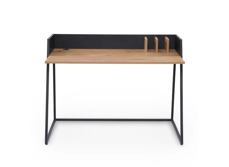 Bureau compact design industriel en bois et métal ARMELLE