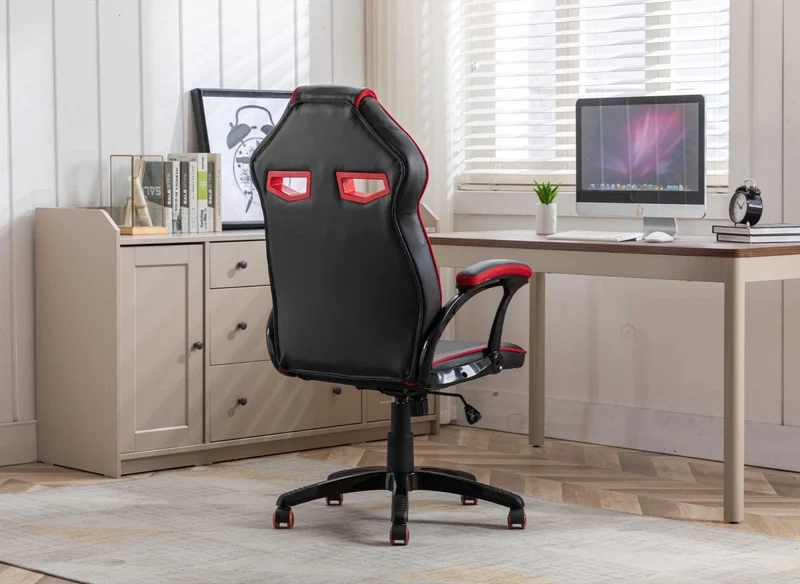 Fauteuil de bureau gaming en simili cuir noir et rouge ZONA