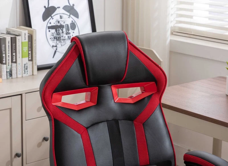 Fauteuil de bureau gaming en simili cuir noir et rouge ZONA