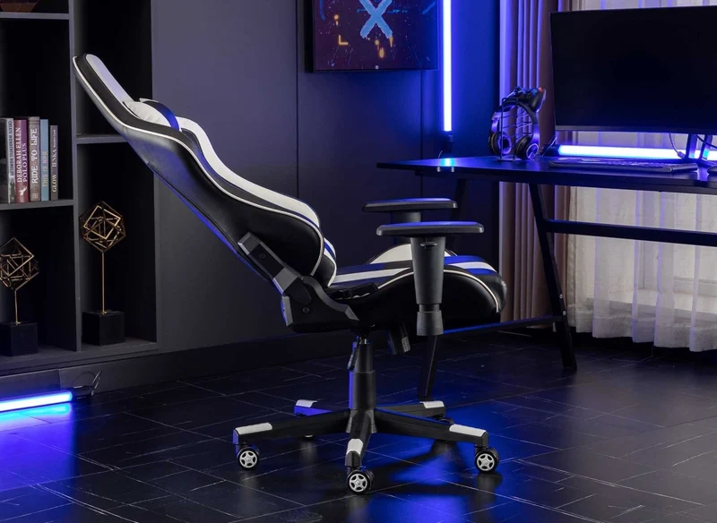Fauteuil de bureau gaming en simili cuir noir et blanc SOUL