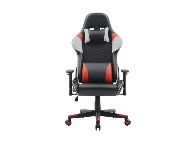 Fauteuil de bureau gaming en simili cuir noir blanc et rouge KIRA