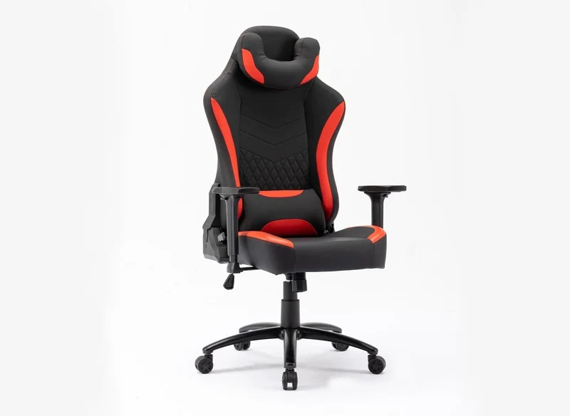 Fauteuil de bureau gaming en simili cuir noir et rouge EVALD